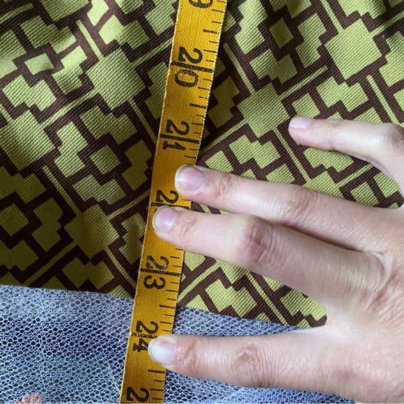 J McLaughlin retro mod geometric pattern green brown skirt 10 - Picture 13 of 15